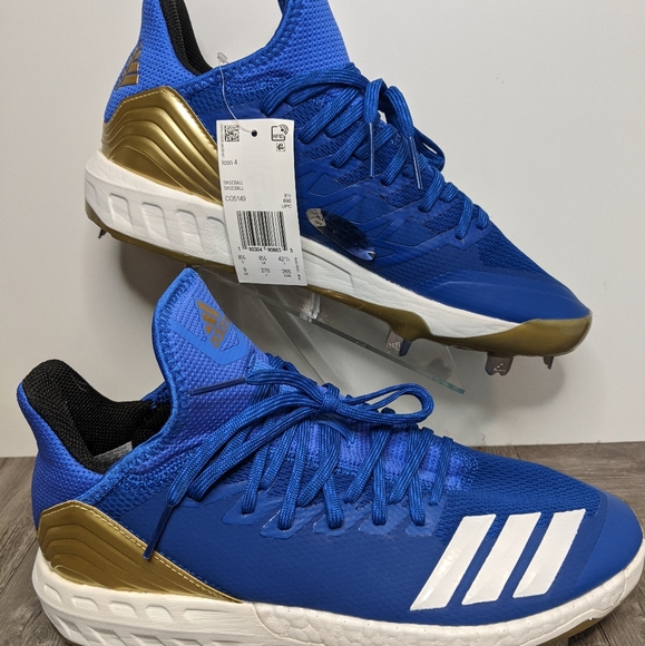 Blue and gold adidas baseball cleats Clearance